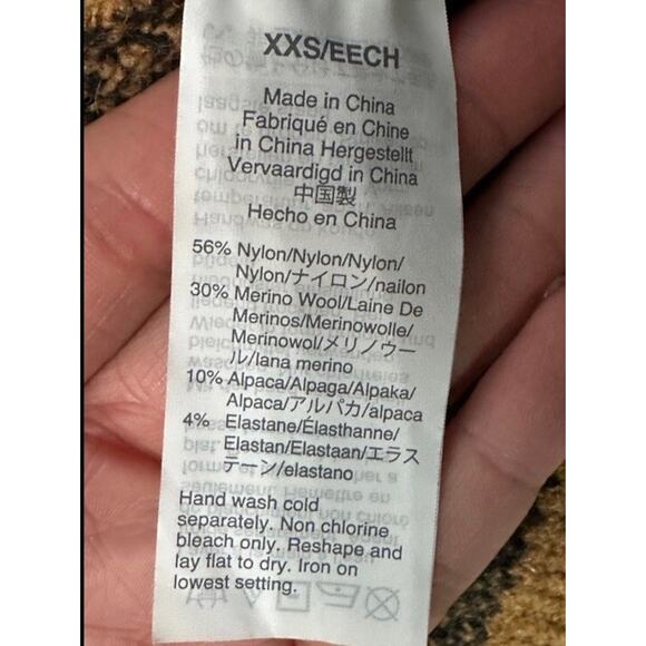 Madewell Buffalo Check Kent Cardigan Long Gold Bk Sweater XS ￼Merino Wool Apaca - Picture 3 of 6